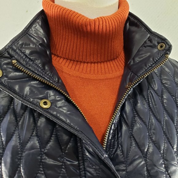 Talbots Navy Blue Quilted Snap-Front Vest, Small - Picture 3 of 10